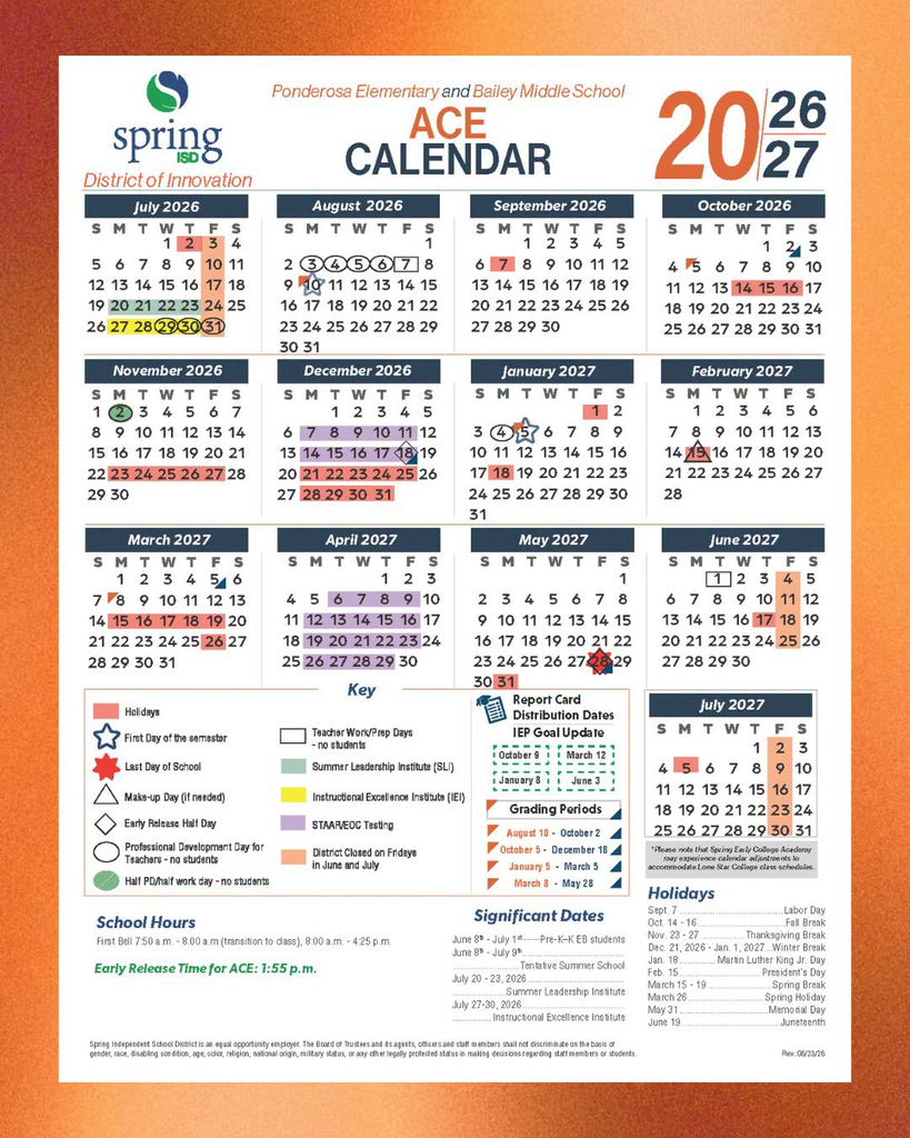 2026-27 ACE Calendar - Ponderosa ES, Bailey MS