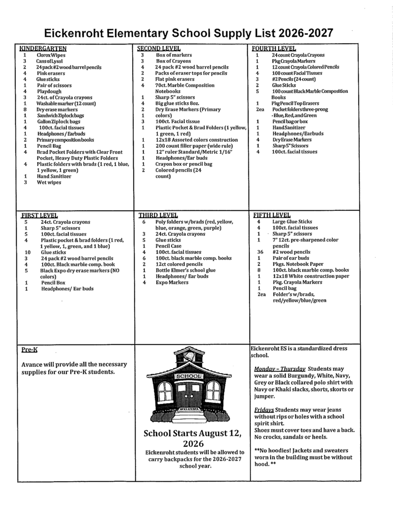 School Supply List