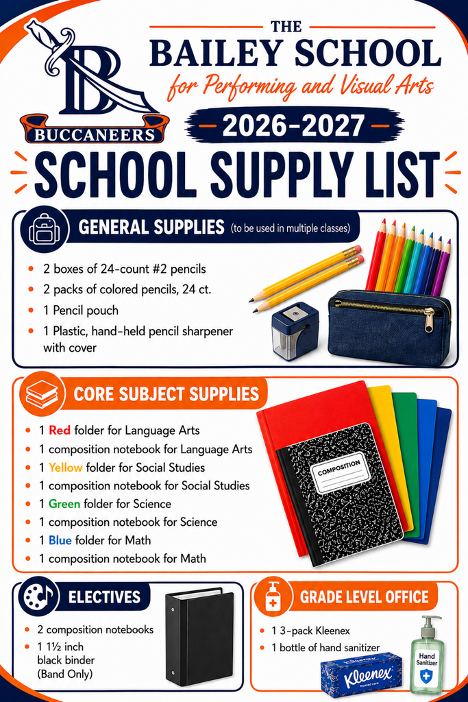 Bailey Middle School - School Supply List 2026-27
