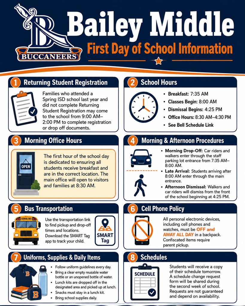 Bailey MS First Day of School Information