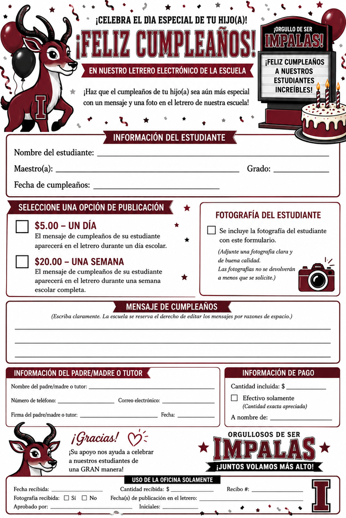 Marquee Birthday Form Sp