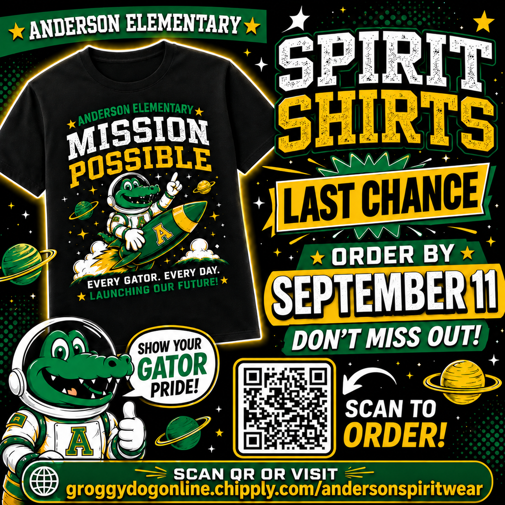 Last chance to order an Anderson spirit shirt!