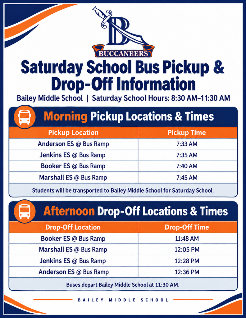 Saturday School Bus Schedule