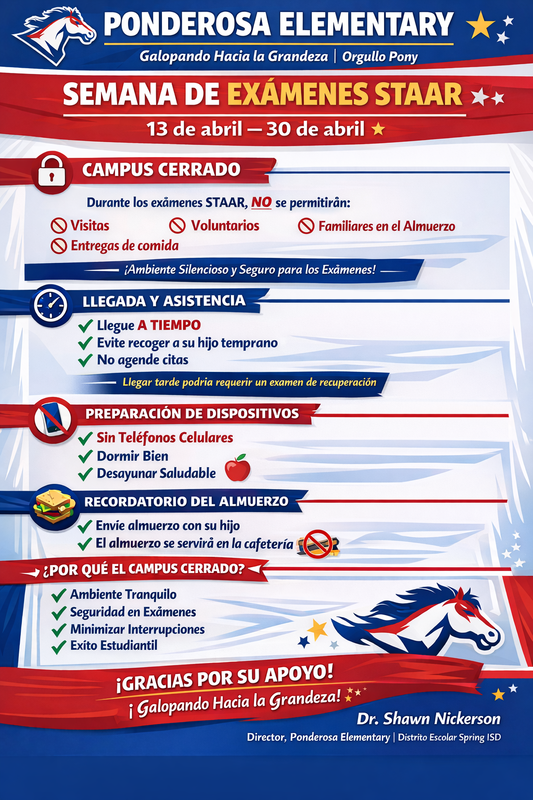 RE: STAAR TESTING WEEKS