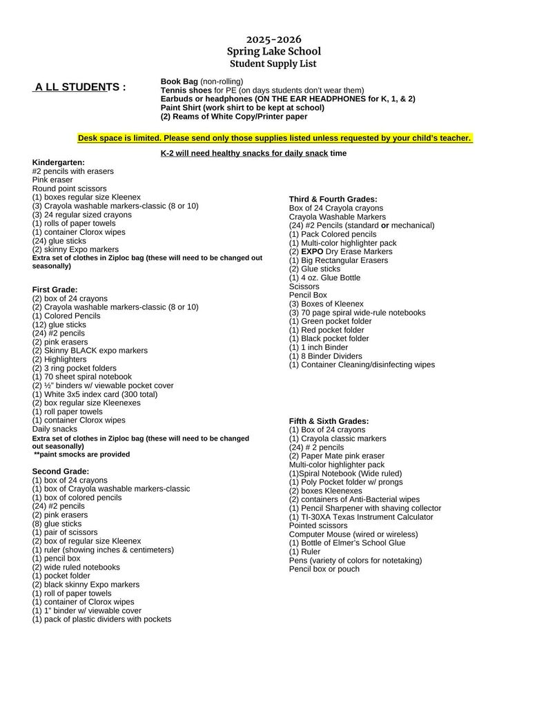 25-26 supply list