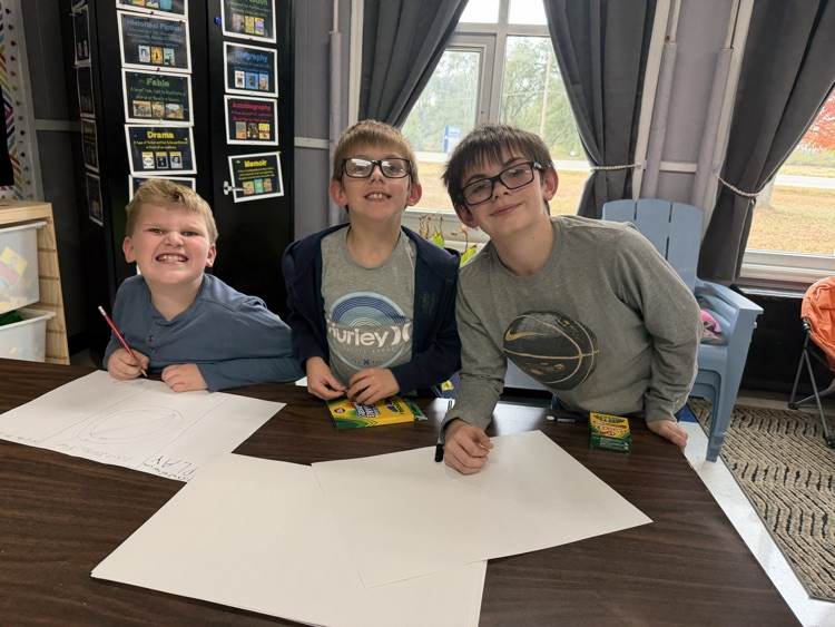 students working together on poster projects