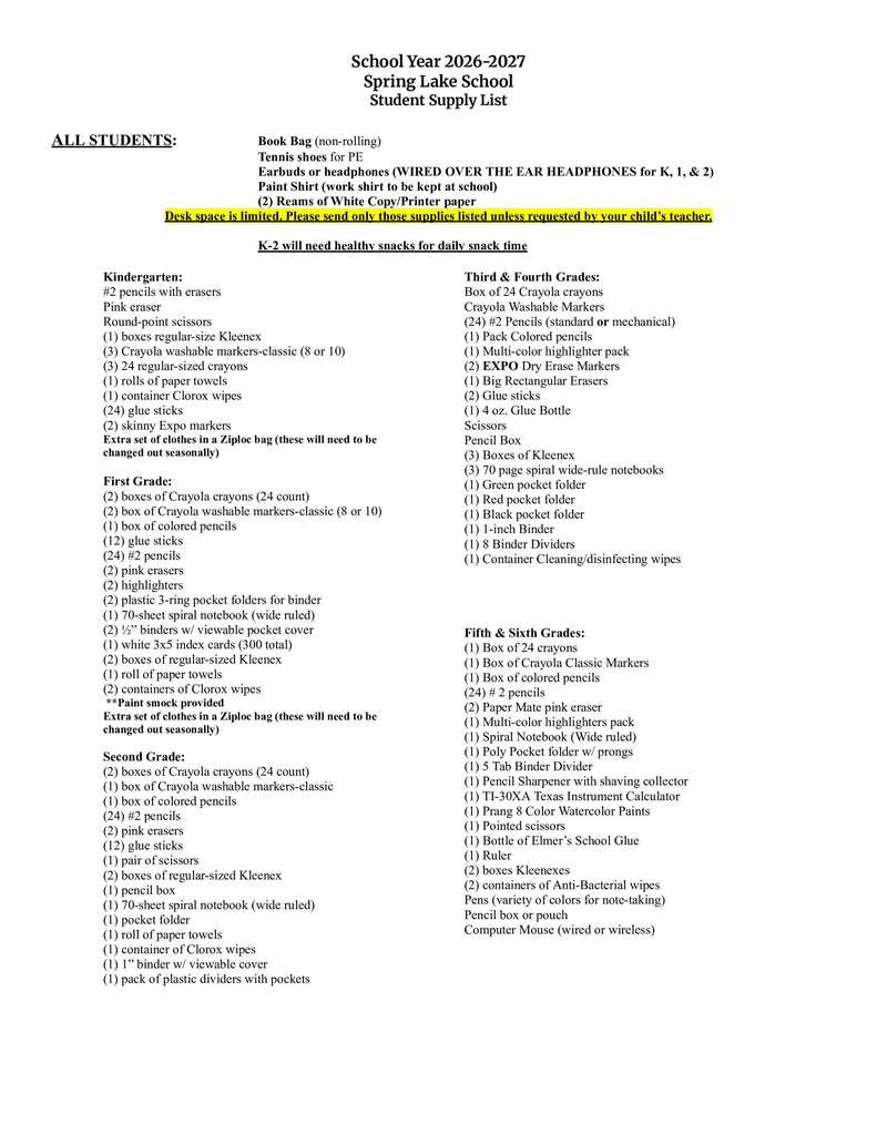 26-27 supply list