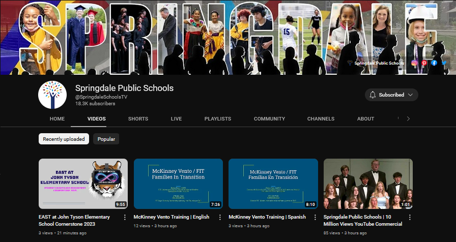 10 Million Views Reached on Springdale Schools YouTube Channel 