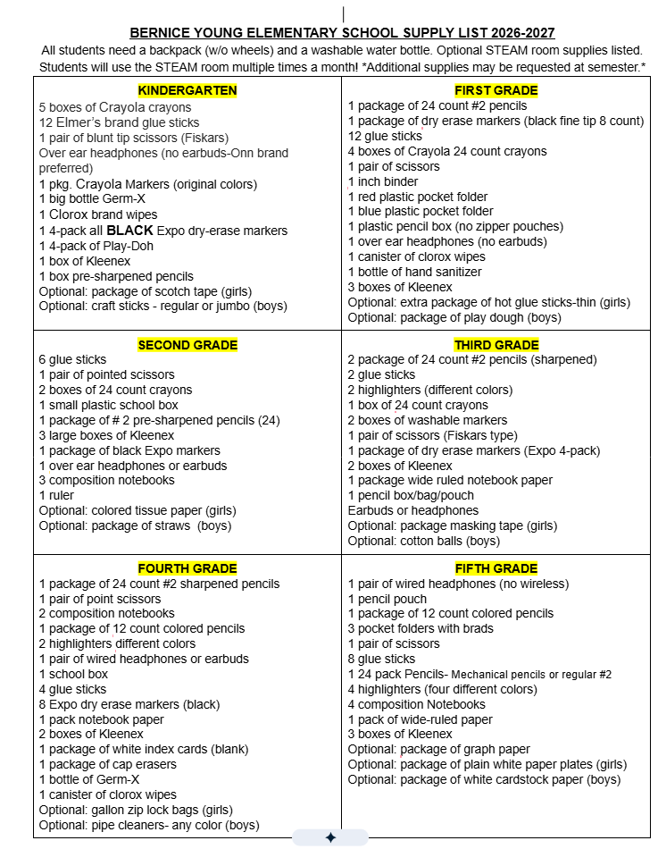 Supply List 26-27