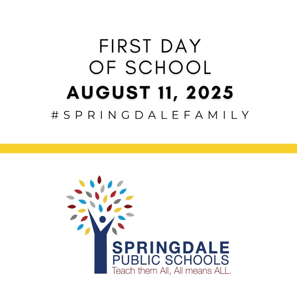 Get ready, Springdale! 🎉 The countdown is officially ON! The first day of school for Springdale Public Schools is August 11, 2025! We can't wait to see all our amazing students back in the halls!