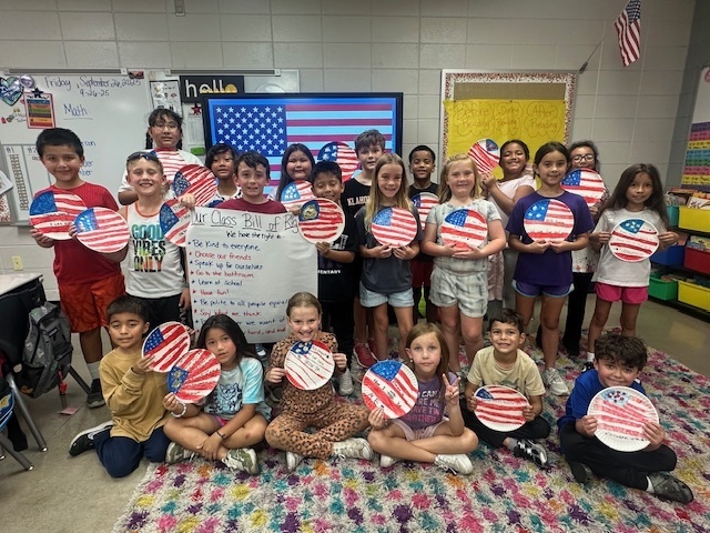 Ms. Stanton's 3rd Grade class celebrating Freedom Week by writing a class Bill of Rights