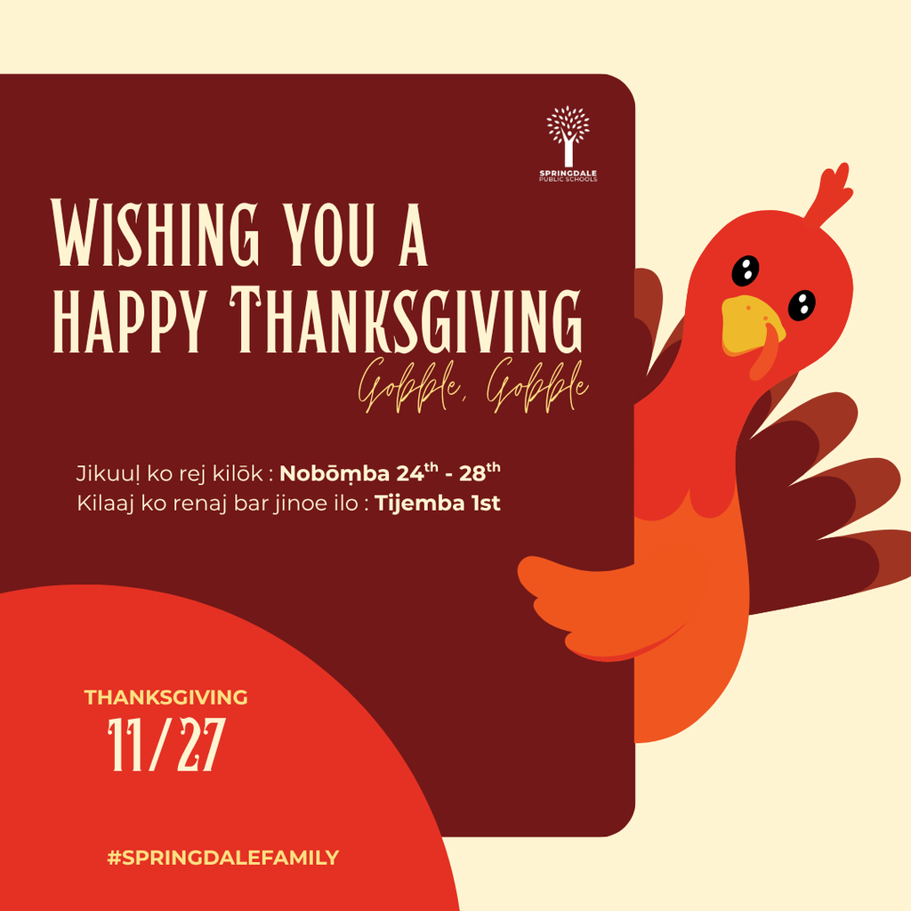 🍂 Wishing all our amazing families a wonderful and restful Fall Break! School will be closed from November 24th to November 28th. Enjoy this special time to relax, make memories, and perhaps sip some hot cocoa! We can't wait to see you back on December 1st, refreshed and ready to learn! 🧡 #SpringdaleFamily