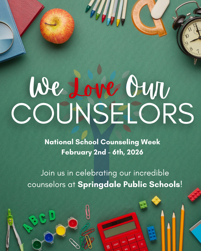 Huge thanks to our amazing Springdale Public Schools Counselors! We are so lucky to have such a dedicated team supporting our students every single day. Let’s show them some extra love this week! #SpringdaleFamily