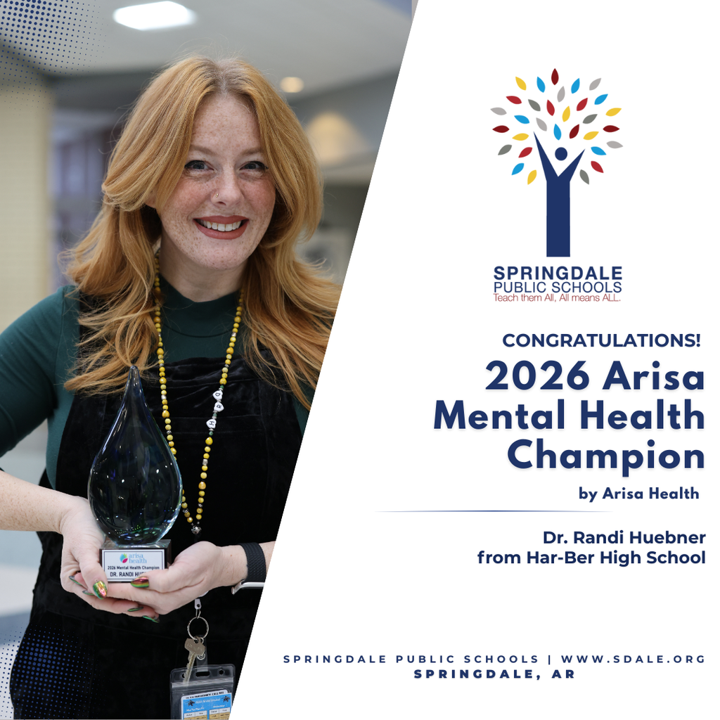Huge cheers for Dr. Randi Huebner, who was officially named a 2026 Arisa Mental Health Champion! 🏆💙 Earlier this week, the Har-Ber High School rotunda was buzzing with excitement as she was surprised by Principal Dr. Paul Griep and Dr. Neely Wolf,  Allison Polliam and Cassie Stamps with Arisa Health ! 🗣️🙌 In honor of National School Counseling Week, we’re celebrating the heart she pours into Har-Ber every single day! 🐾❤️🎓 We love our champions! 🎈 #SpringdaleFamily #HarBerHighSchool  #MentalHealthChampion #SchoolCounselingWeek