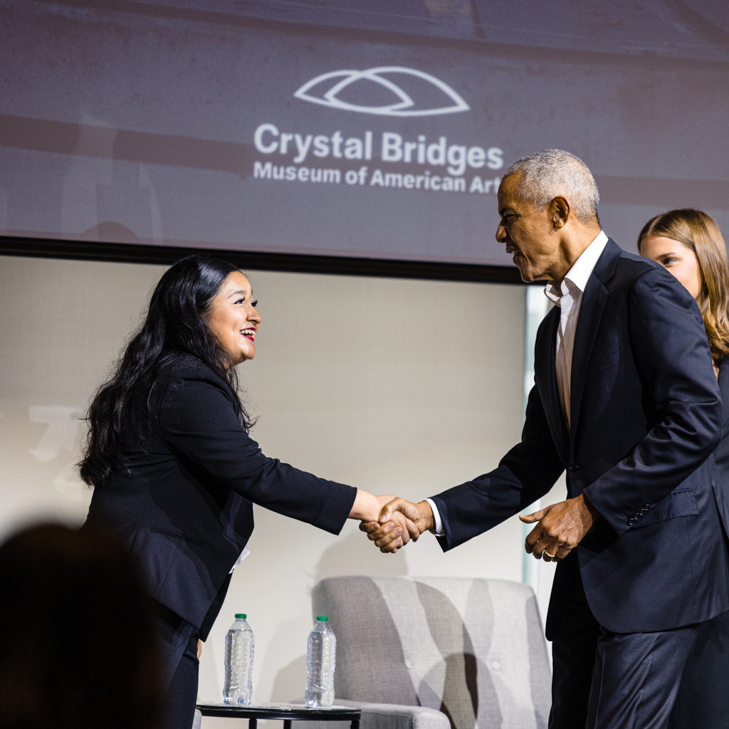 Celebrating #PresidentsDay by reflecting on a monumental moment for our district. 🇺🇸 Honoring the leaders of the past while empowering the leaders of tomorrow, we reflect on a historic moment where Har-Ber High School Adreana Perez joined former President Barack Obama for a Youth Town Hall at Crystal Bridges Museum of American Art. Alongside students from across the state—including our own Springdale middle schools—Alejandro Trejo-Silva from Sonora Middle School also had the incredible opportunity to meet the President. From Superintendent Dr. Jared Cleveland’s conversation with the President to our students witnessing the "We the People" installation, this day served as a powerful reminder of the impact of civic engagement and the spirit of service. #SpringdaleFamily #PresidentsDay #CrystalBridges #StudentLeaders #SpringdaleSchools #SonoraMiddleSchool