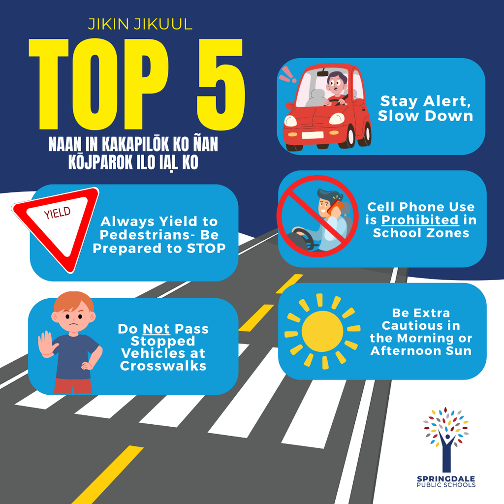 Springdale Families, let's prioritize safety! 🚸 Remember to use crosswalks during drop-off and dismissal times. Thank you for helping us keep our students safe. #SpringdaleFamily