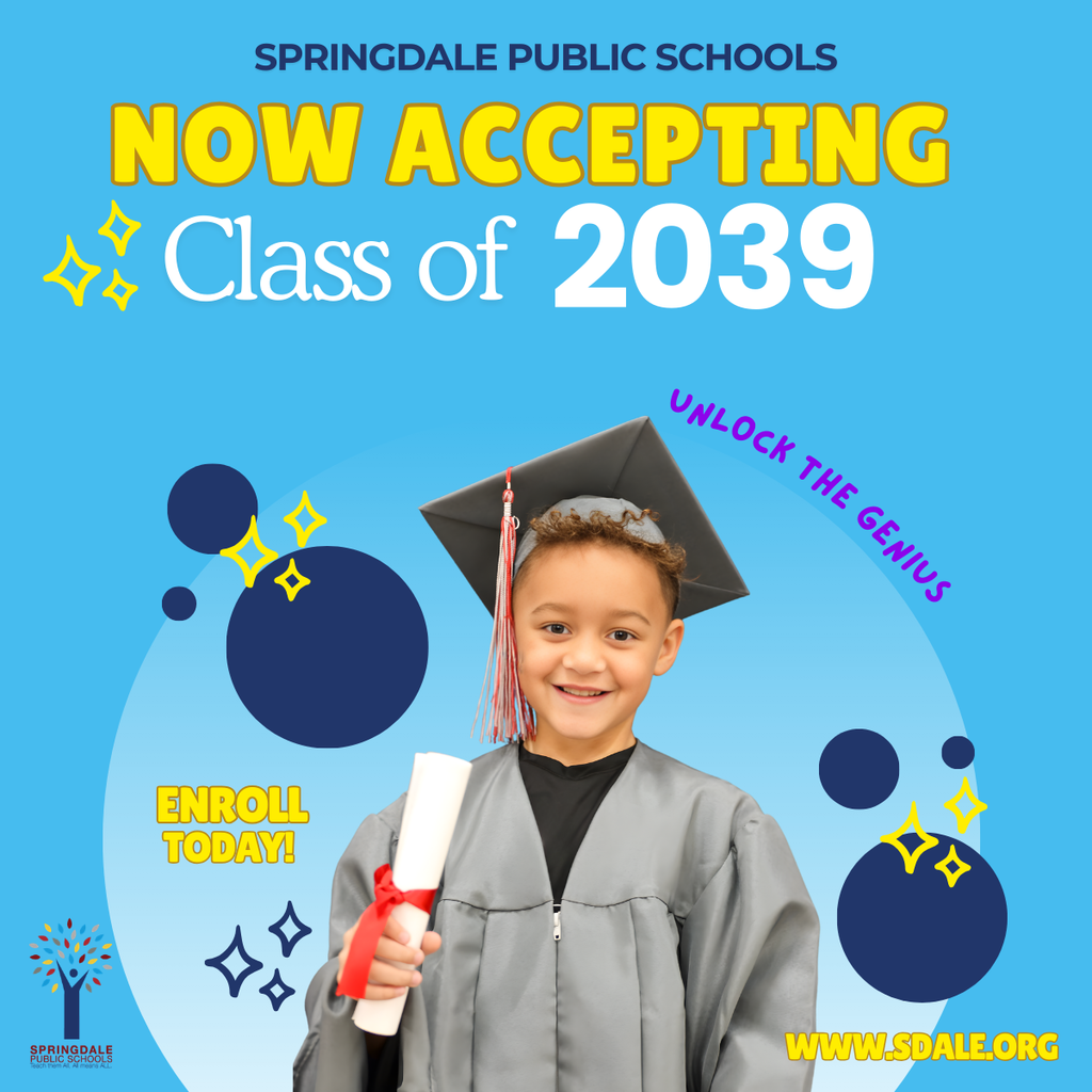 The Class of 2039 starts HERE! 🚀 We aren’t just enrolling students; we’re launching the next generation of thinkers and leaders. 🎓✨  It’s time to #UnlockYourGenius! Join the Springdale family today.  ✅ Enroll now: www.sdale.org  #SpringdaleFamily #NWArkansas #Classof2039