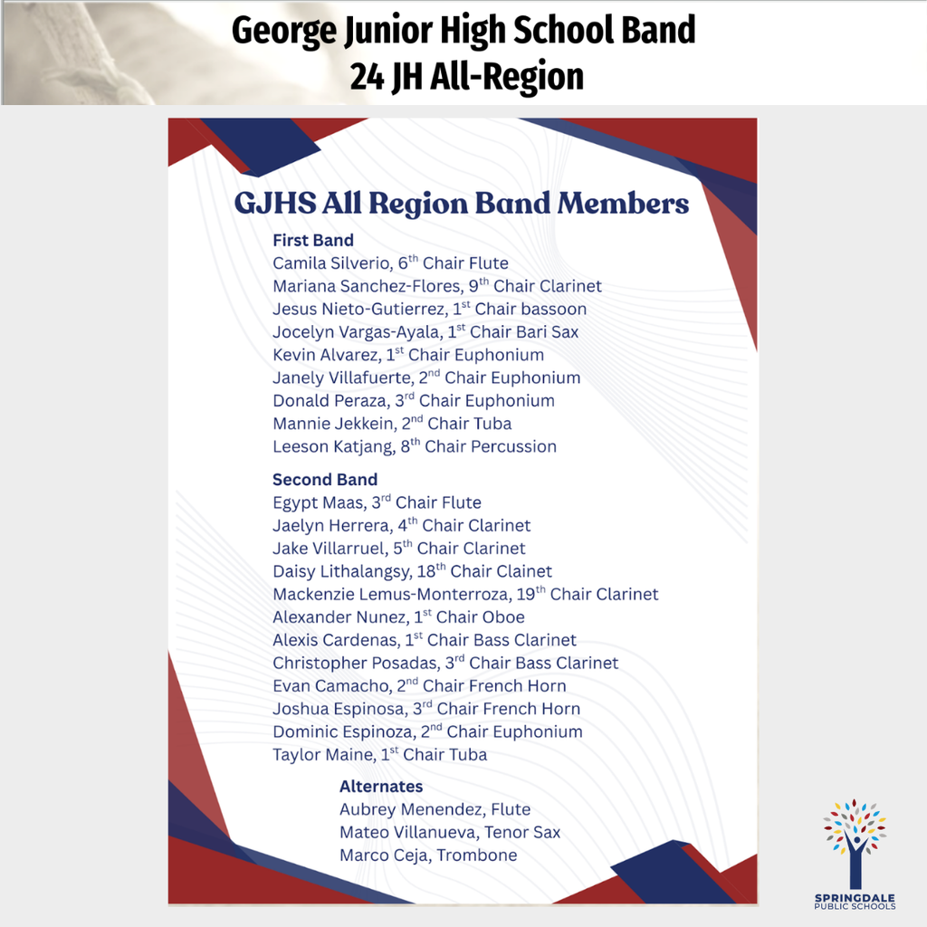 Excellence in SPS Middle and Junior High Bands: #SpringdaleFamily is so proud of your massive accomplishments—with 733 All-Region, 120 All-State, and 19 SWACDA qualifiers, we are celebrating excellence at every level! Join the family today at www.sdale.org. 🎷🌟