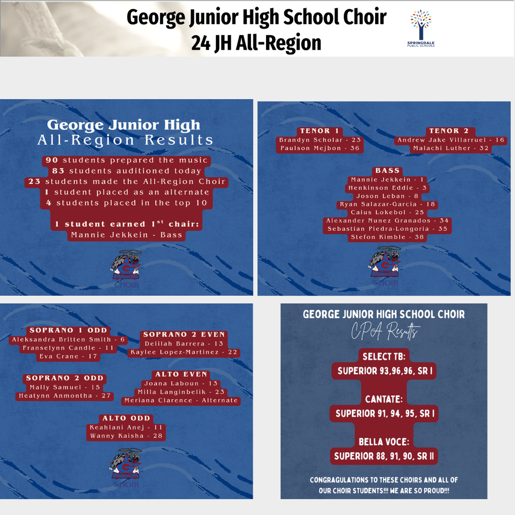 Excellence in SPS Middle and Junior High Choirs: #SpringdaleFamily is so proud of your massive accomplishments—with 733 All-Region, 120 All-State, and 19 SWACDA qualifiers, we are celebrating excellence at every level! Join the family today at www.sdale.org. 🎼✨