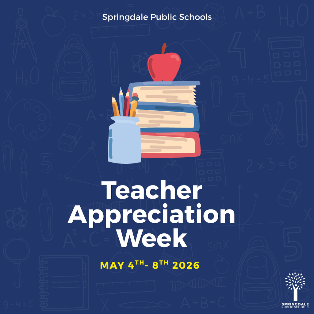  🍎 Happy Teacher Appreciation Week! 🍏  From May 4th to May 8th, we are celebrating the incredible educators who pour their hearts into our students every single day. Whether they are sparking curiosity in the classroom or going above and beyond to support our community, our teachers are the heartbeat of our schools.  Join us in showering our teachers with gratitude this week! Drop a comment below to shout out a teacher who has made a difference in your life or your child’s life. Let’s make some noise for the best team around! 🏆📚  #TeacherAppreciationWeek #SpringdaleFamily #ThankATeacher #EducationMatters