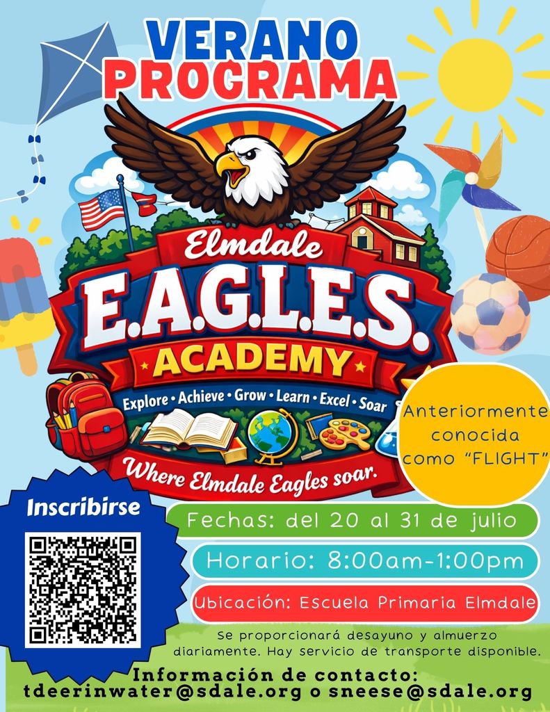 Esta noche es la última sesión de nuestro Programa Extraescolar FLIGHT 2025-2026. A continuación, encontrarán un folleto informativo sobre nuestro Programa de Verano EAGLES Academy. También se incluye abajo el enlace para realizar la inscripción. Las confirmaciones de matrícula se enviarán hacia finales del año escolar. ¡Gracias!