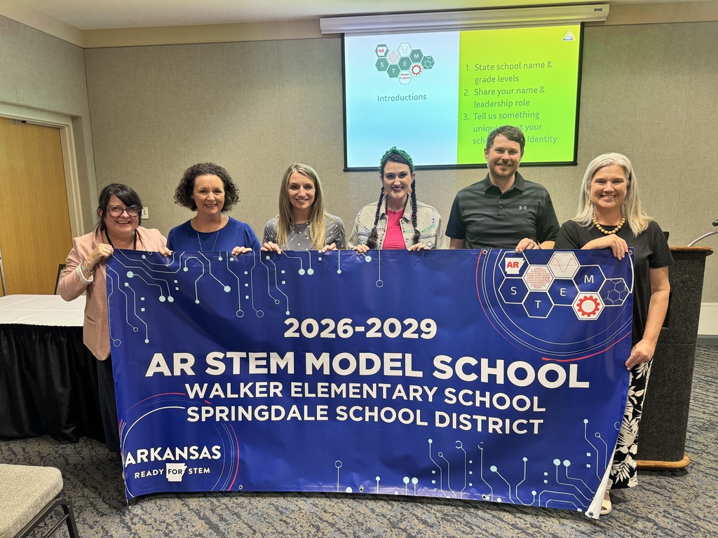 Huge congratulations to Walker Elementary School! 🎉  They’ve officially earned the Science, Technology, Engineering, and Math (STEM) Model School designation from the Arkansas Division of Elementary and Secondary Education! 🚀✨ "We are overwhelmingly proud of the hard work this designation represents from our students, staff, and the NWA community," said Walker Principal Lynn Ryan. "Through meaningful partnerships with nearly 60 local businesses, individuals, organizations, and other Springdale schools, students have gained authentic opportunities to apply STEM skills to real-world experiences and see the impact of their learning beyond the classroom." 🔬💻 We are always proud to see our district’s commitment to STEM excellence recognized. Help us give Walker a big #SpringdaleFamily congrats for this huge accomplishment! 🙌❤️🎉 📖 Read more here: https://app.smore.com/n/7kygv #SpringdaleFamily #SpringdalePublicSchools #WalkerElementary #STEM #SpringdaleAR #NWASchools