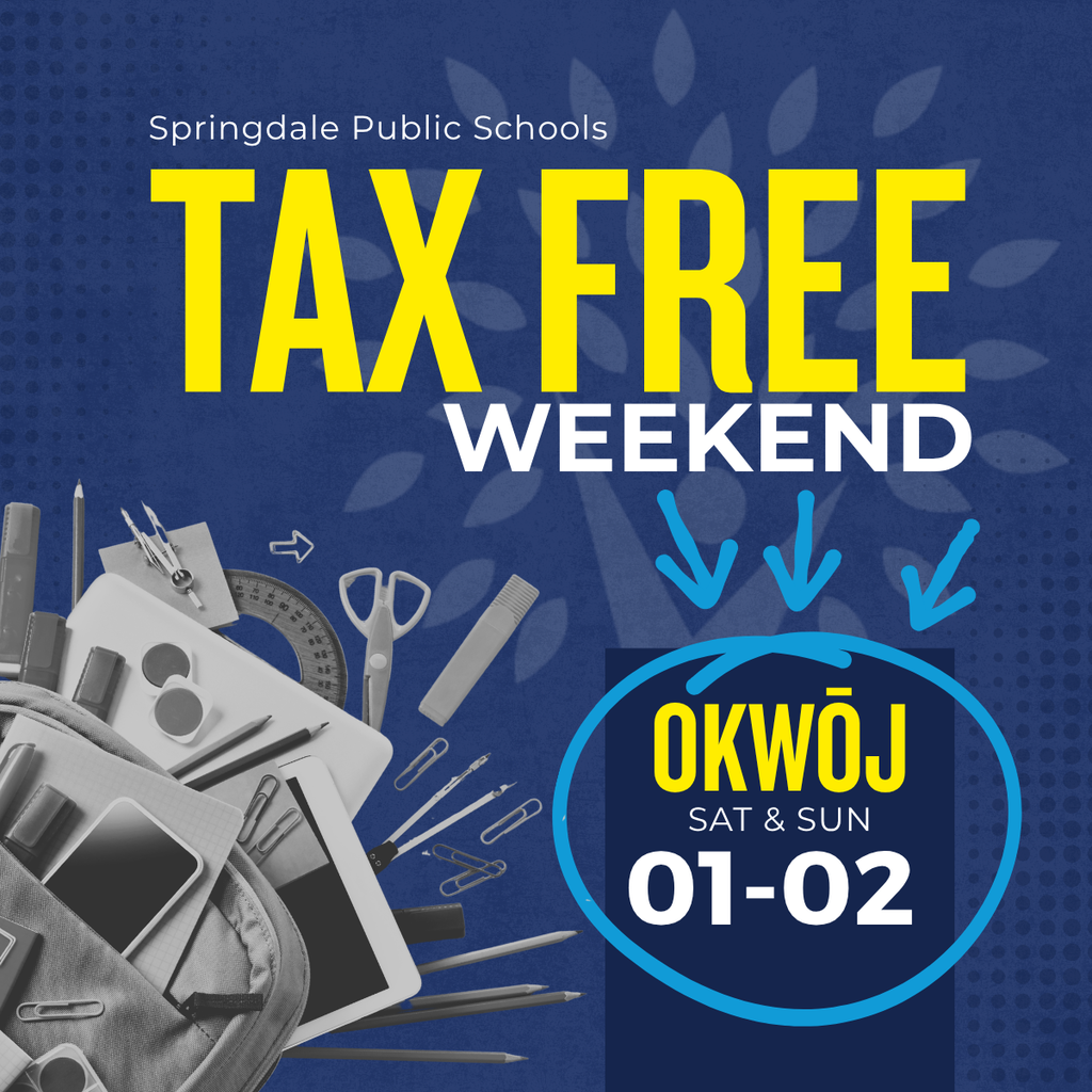 Quick reminder for our #SpringdaleFamily: Tax-Free Weekend is this Saturday & Sunday, Aug 1–2! 🗓️✏️ Still need to grab your student's supplies? Head to www.sdale.org for official school supply lists or check in with your school's main office for all the details! 📞💻 #SpringdaleFamily #SpringdaleAR #BackToSchool #TaxFreeWeekend