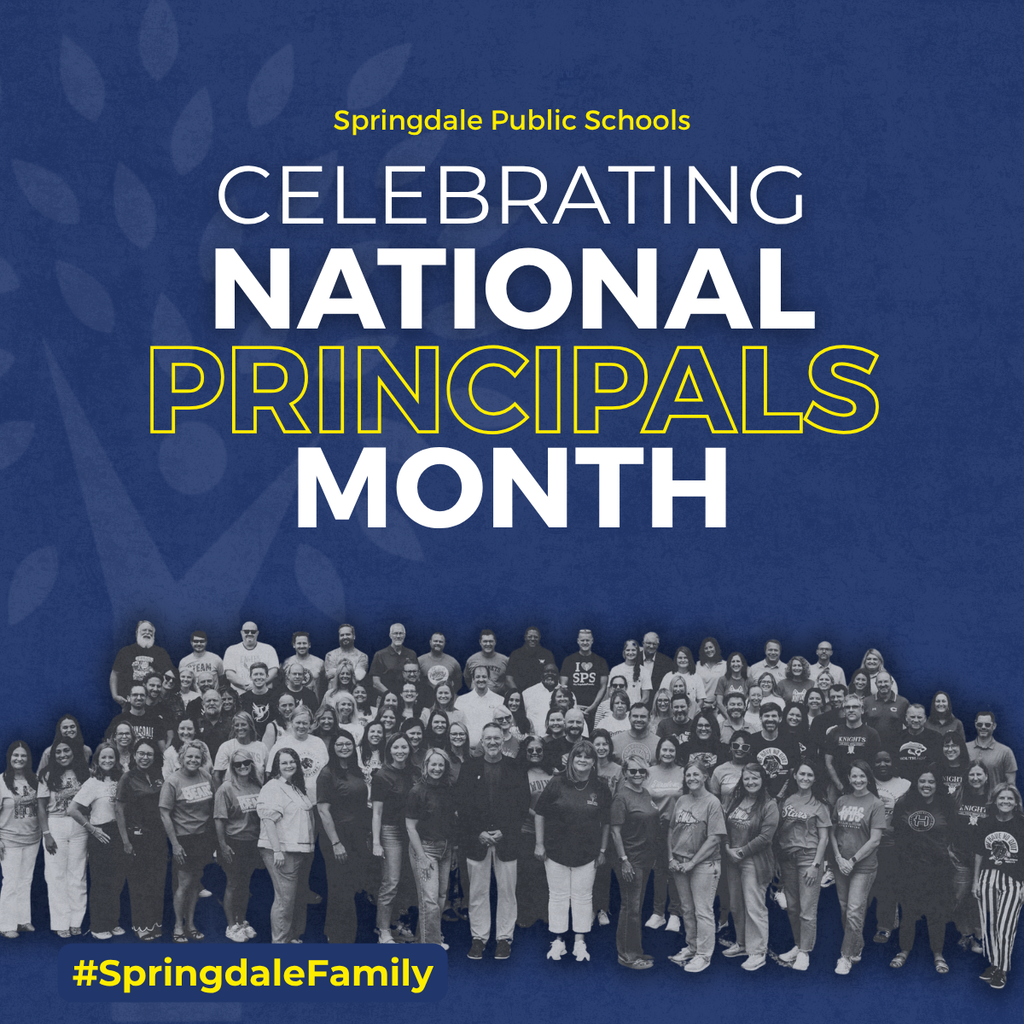 At the heart of the #SpringdaleFamily are our incredible principals who show up every single day to lead, support, and inspire our students! 🏫✨  October is National Principals Month, and we couldn't be prouder of the big hearts, high-fives, and endless care our leaders bring to our halls. 🌟 Springdale is truly the best place to learn and grow because our leaders love what they do—and it shows every day! 👏  Join us in celebrating the heart of our schools! 🥳 Drop a comment below to thank your school’s principal and share the impact they’ve made on your family! 👇🙌✨  #SpringdalePublicSchools #NationalPrincipalsMonth #SpringdaleAR #NorthwestArkansas #NWA #NWASchools #PublicSchoolProud #ThankAPrincipal #SpringdaleCommunity