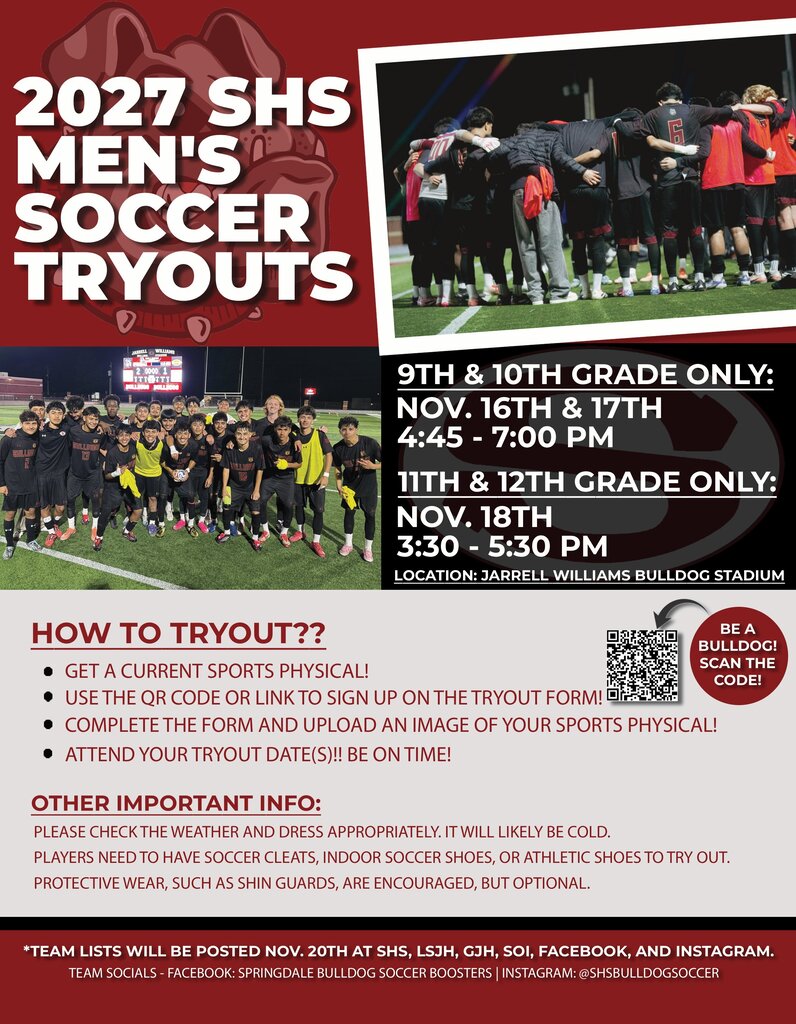 Springdale Men's Soccer Tryouts