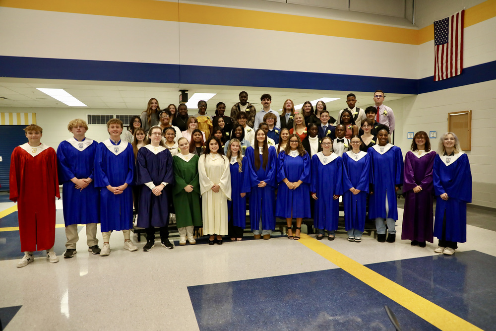 Current and new members of the Springfield High National Honor Society pose for a photo