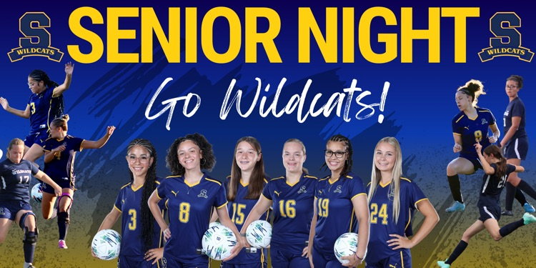 picture of senior high school soccer players banner advertising Senior Night 