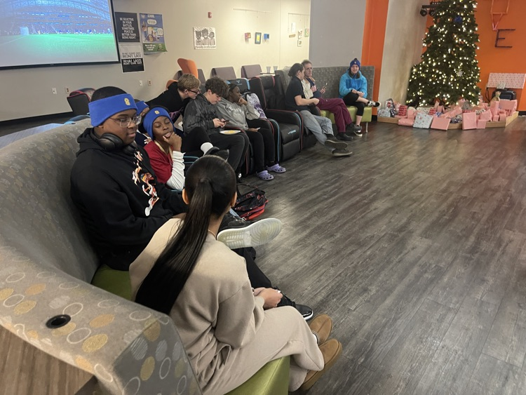 Waiting for their turn to pick during our gift exchange  