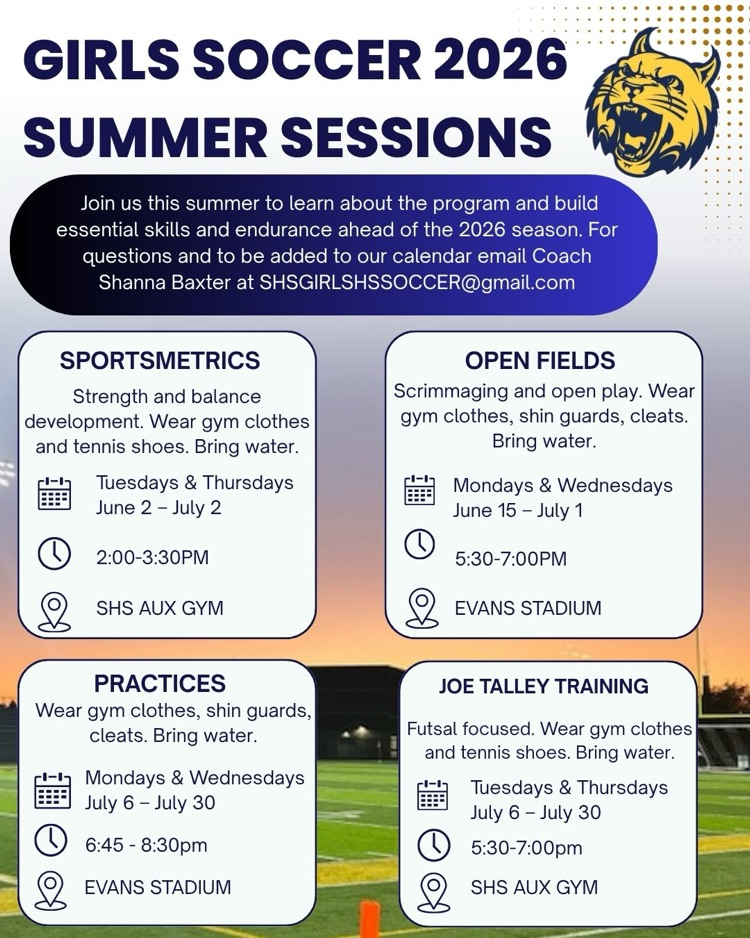 list of preseason activities for Springfield High School Girls Soccer. 