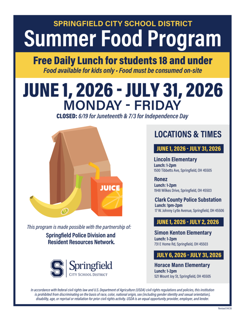Summer Food Program 2026 Advertisement flyer