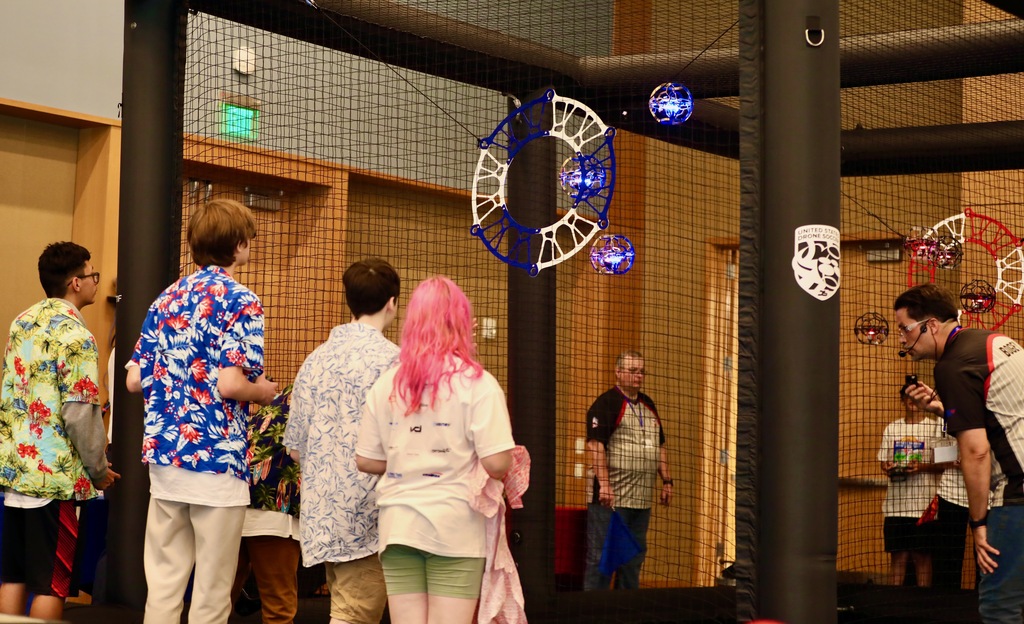 Hayward students compete in a drone soccer match