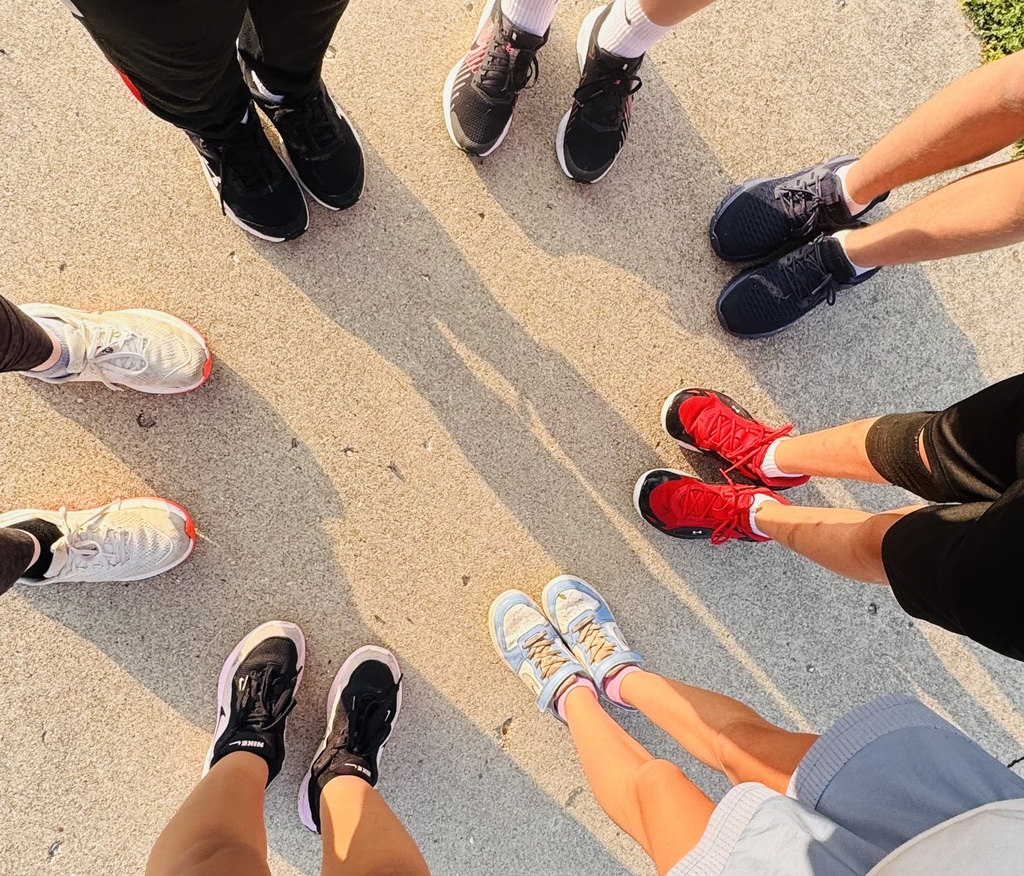 Picture of running team shoes in a circle