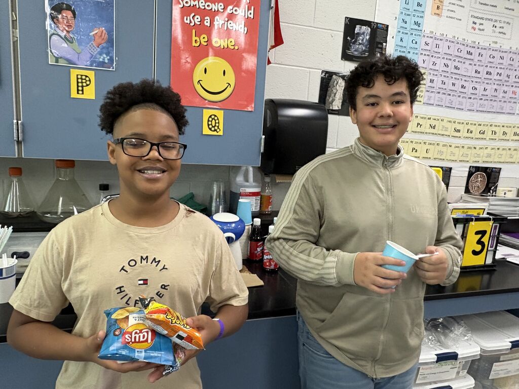 Students show off some of the rewards they collected from Works Perks on September 18th. 