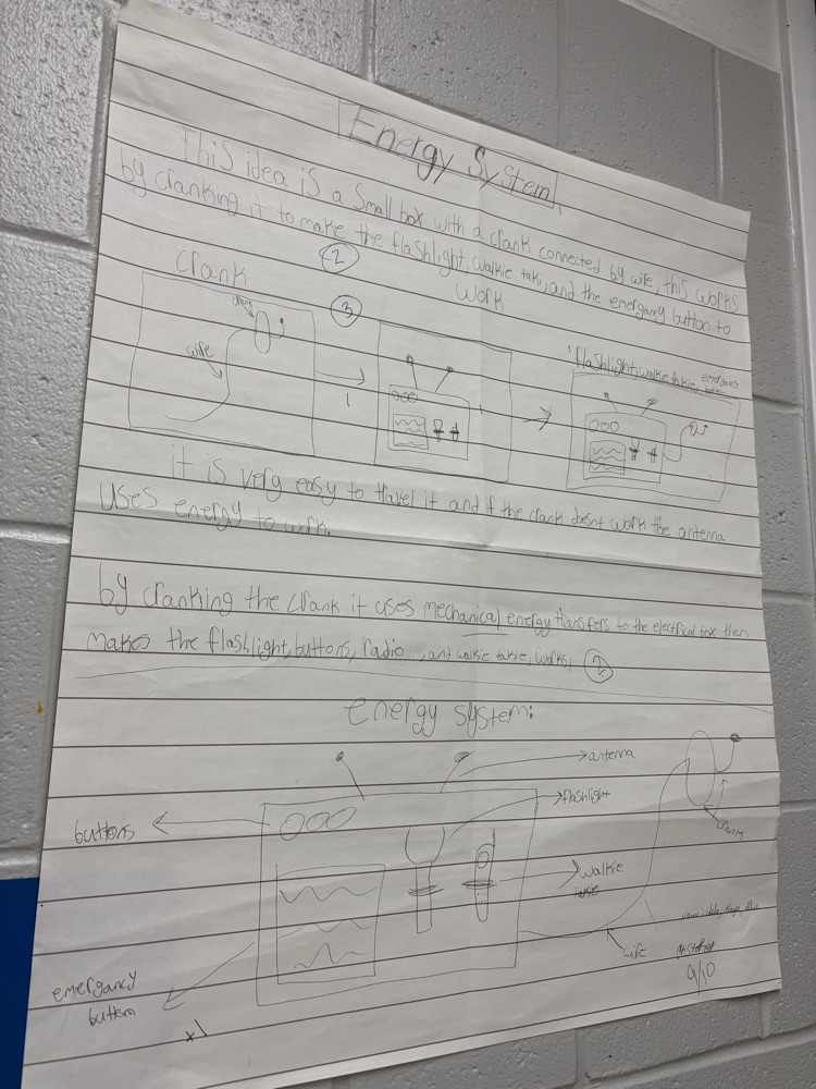 Student work posted in the hallway  