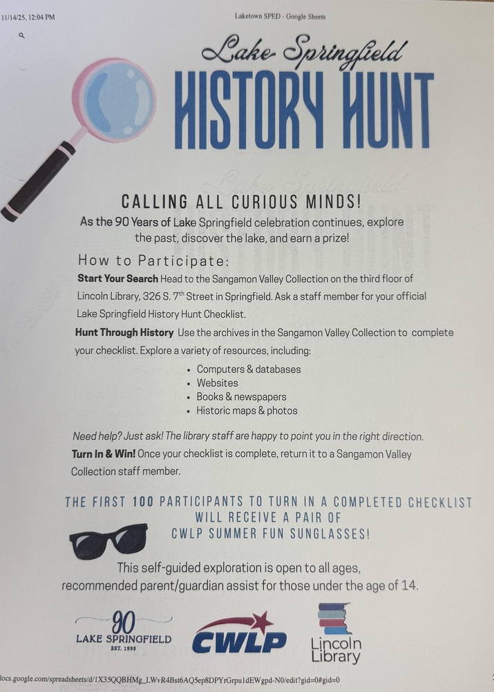 Lake Springfield History Hunt