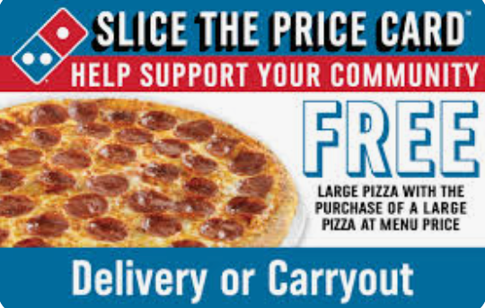 Picture of our pizza fundraiser card