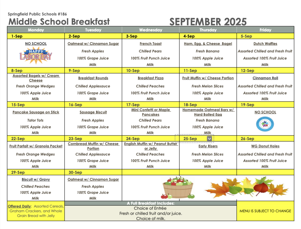 Breakfast Calendar
