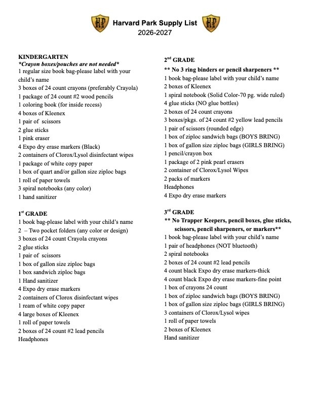 Supply List 26-27