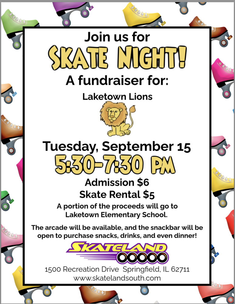 Colorful flyer inviting families to skate night.