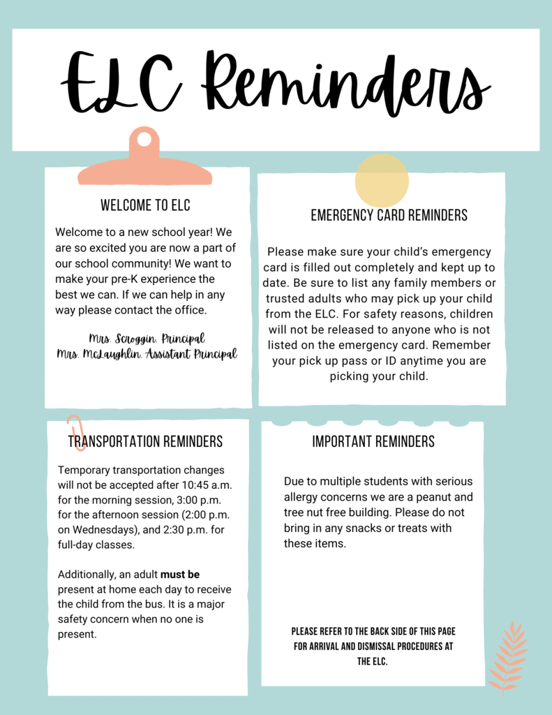 ELC Reminders 