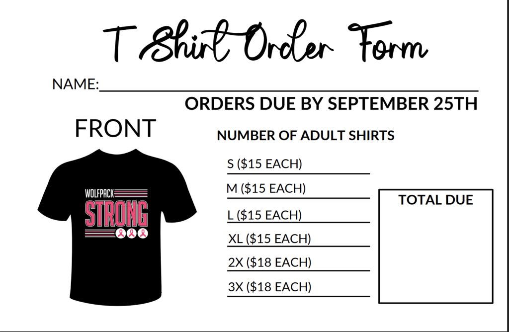 breast cancer t-shirt order form