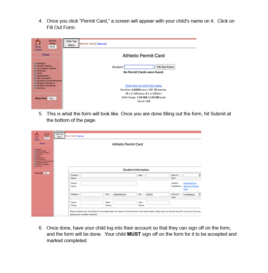 A form is shown with instructions, divided into sections with different background colors for clarity.