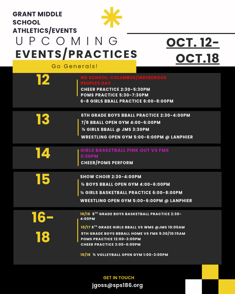 GMS Activities 10/12-1/18