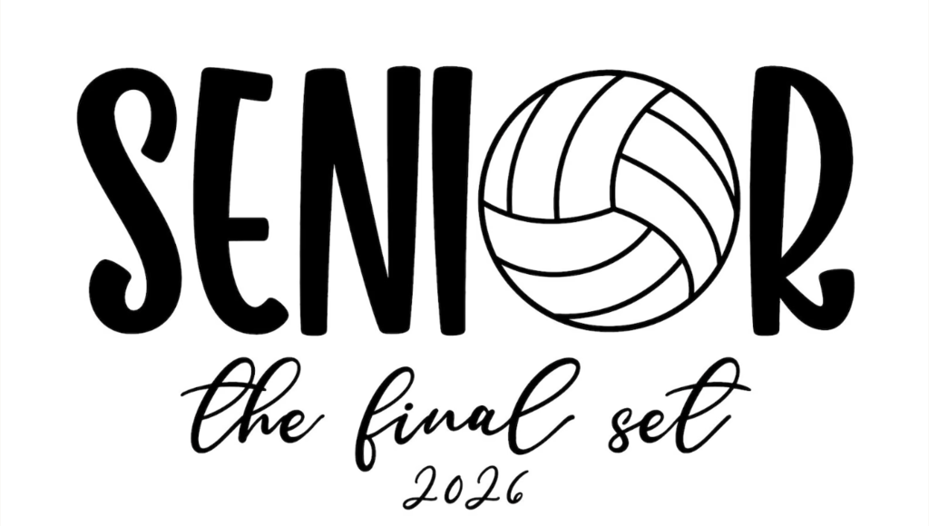 White background with black text reading "SENIOR the final set 2026" and a volleyball icon.