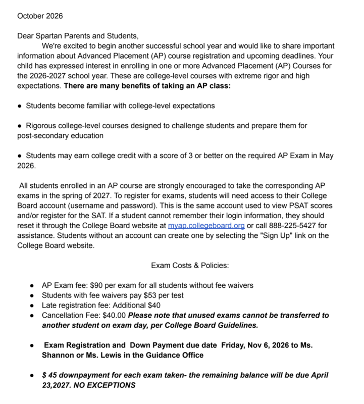 Ap exam info