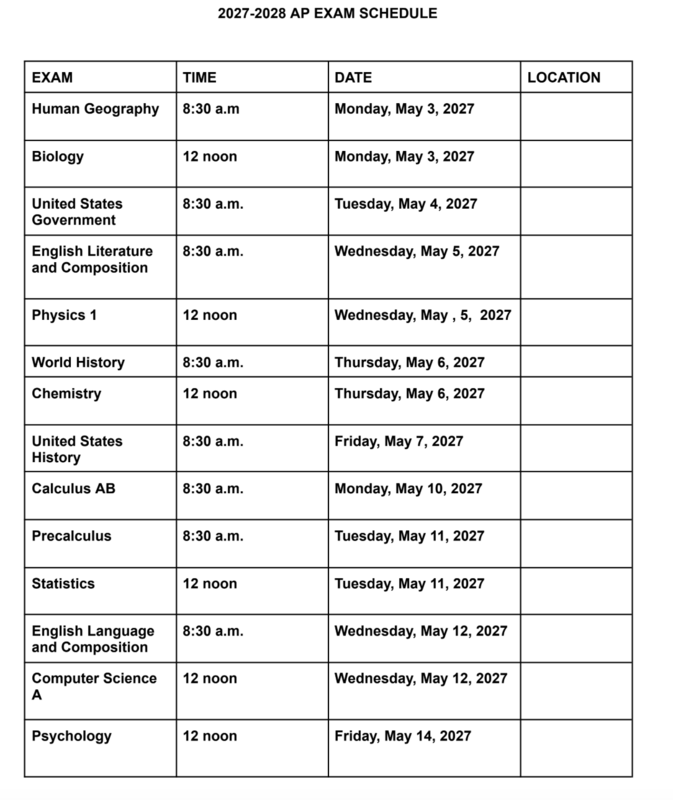 schedule for AP